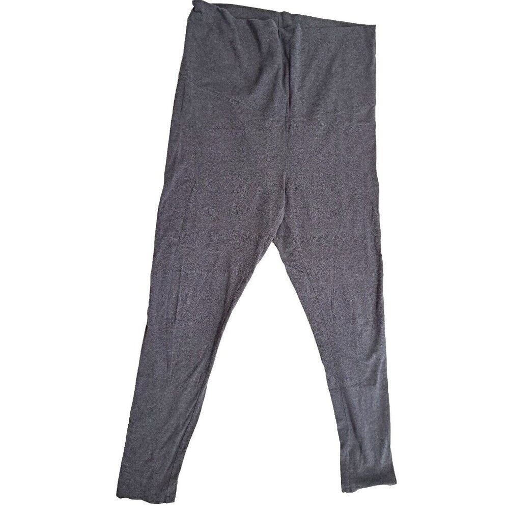 Three Seasons Maternity L Dark Gray Leggings Rollover Waistband 30" Inseam